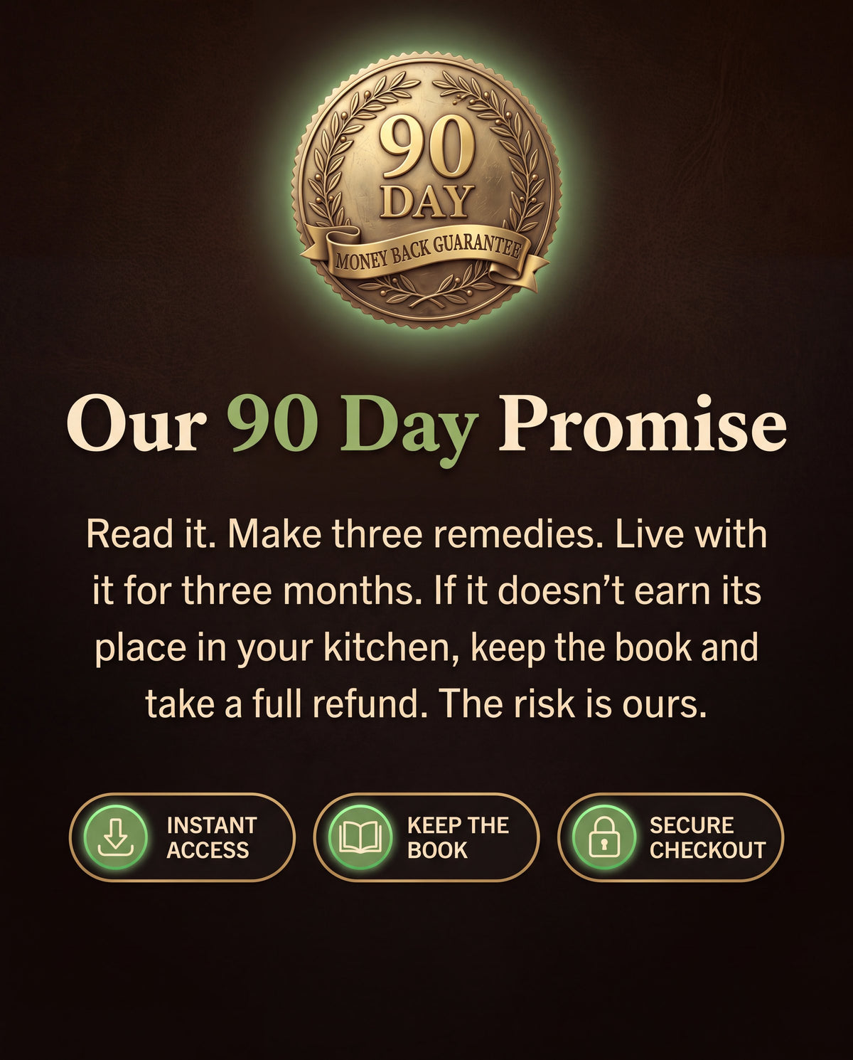 Our 90 day promise: a full refund, and you keep the book